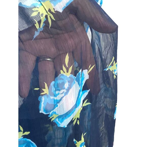 Abercrombie Floral Sheer Blouse S Ruffles Y2K Peasant Boho Chic Coquette Whimsy - Picture 7 of 8